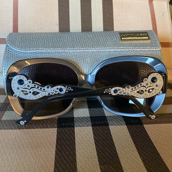 Judith Lieber Handmade In Italy Stunning Sparkling Crystals Oversized Sunglasses - Picture 13 of 16